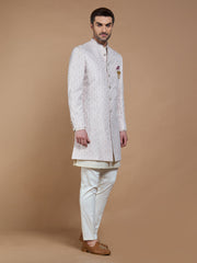 Peach Embroidered Achkan