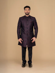 Neumen Dark Maroon Men Achkan