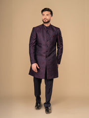 Neumen Dark Maroon Men Achkan