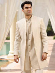 Ivory Embroidered Sherwani Set