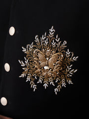 Black Embroidered Mandarin Collar Achkan