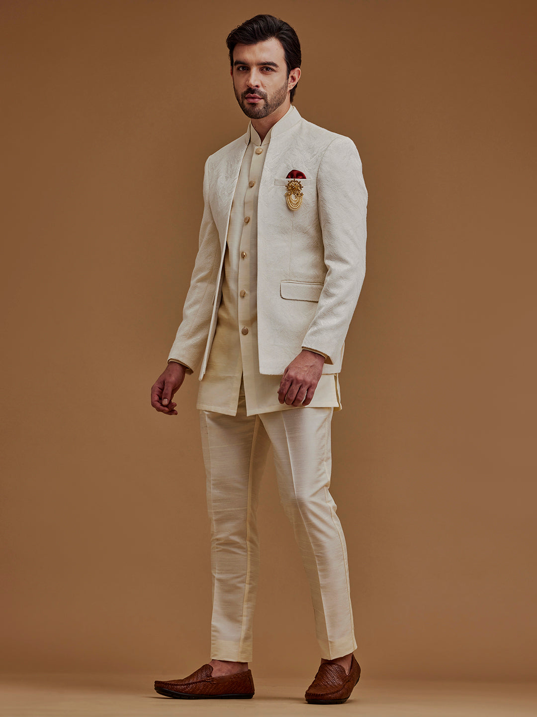 Self Designed Cream Achkan