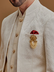 Self Designed Cream Achkan