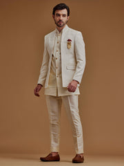 Self Designed Cream Achkan