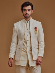 Self Designed Cream Achkan