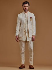 Self Designed Cream Achkan