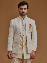 Self Designed Cream Achkan