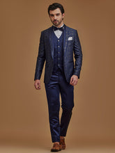 Single Breasted Floral Navy Suit