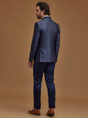 Single Breasted Floral Navy Suit