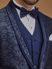 Single Breasted Floral Navy Suit