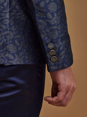 Single Breasted Floral Navy Suit