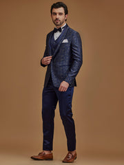 Single Breasted Floral Navy Suit