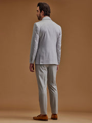 Single Breasted Textured Grey Suit