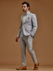 Single Breasted Textured Grey Suit