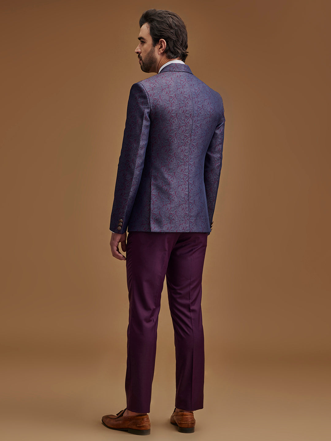 Single Breasted Paisley Wine Five Piece Suit