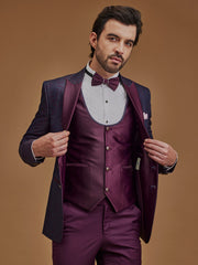 Single Breasted Paisley Wine Five Piece Suit