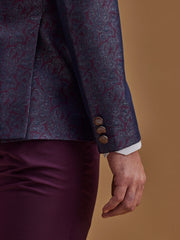 Single Breasted Paisley Wine Five Piece Suit