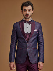 Single Breasted Paisley Wine Five Piece Suit