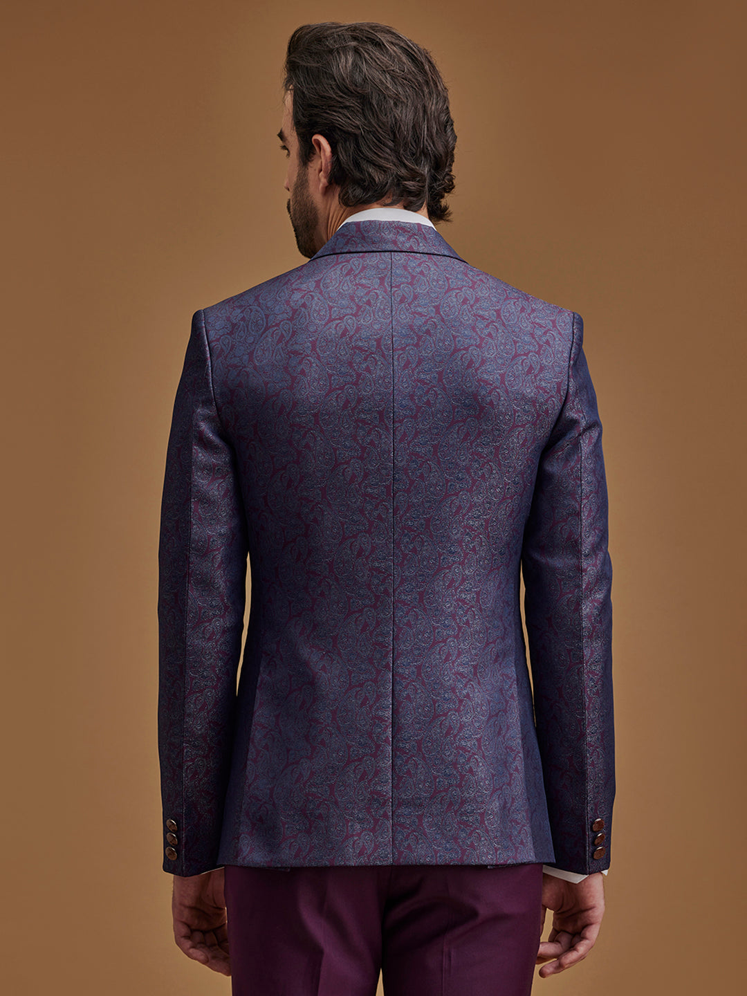 Single Breasted Paisley Wine Five Piece Suit