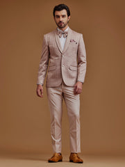 Single Breasted Textured Coral Suit