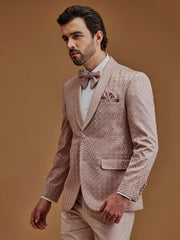 Single Breasted Textured Coral Suit