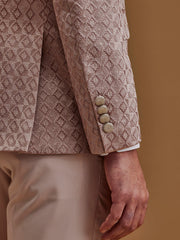 Single Breasted Textured Coral Suit