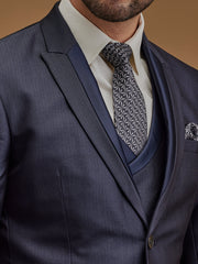 Single Breasted Textured Grey Suit