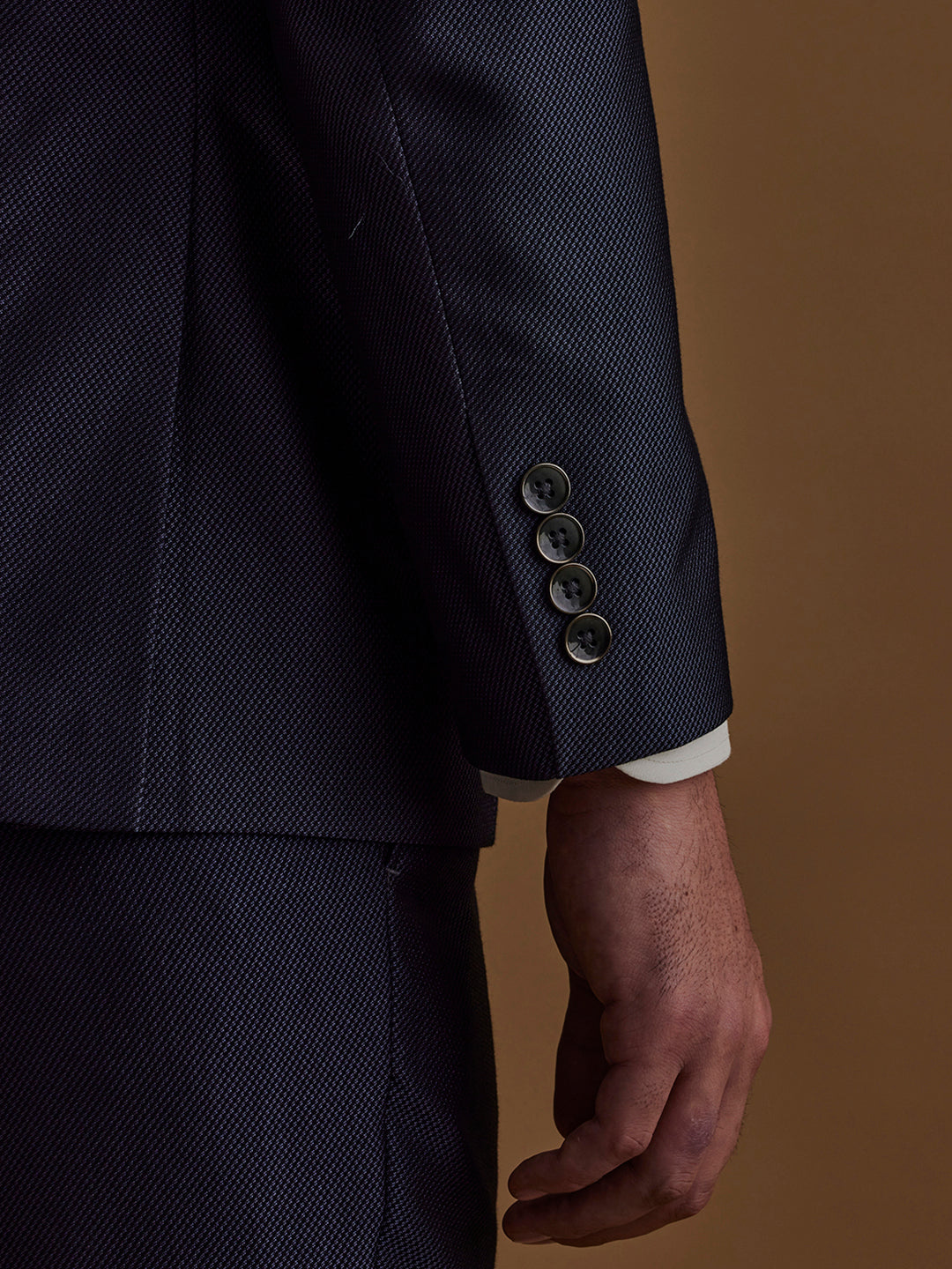 Single Breasted Textured Grey Suit