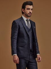 Single Breasted Textured Grey Suit