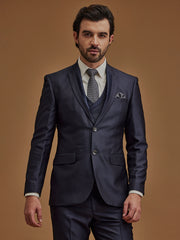 Single Breasted Textured Grey Suit