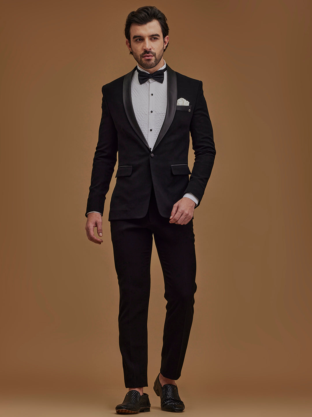 Solid Black Single Breasted Suit