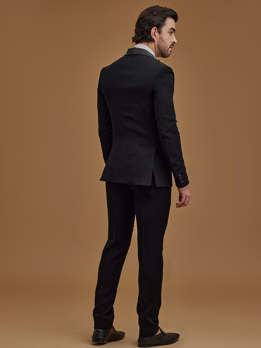 Solid Black Single Breasted Suit