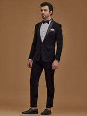 Solid Black Single Breasted Suit