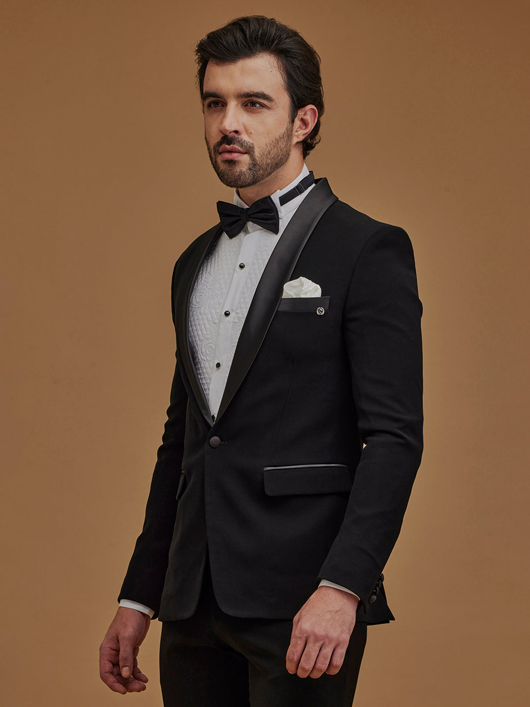 Solid Black Single Breasted Suit