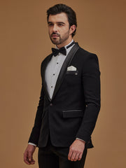 Solid Black Single Breasted Suit