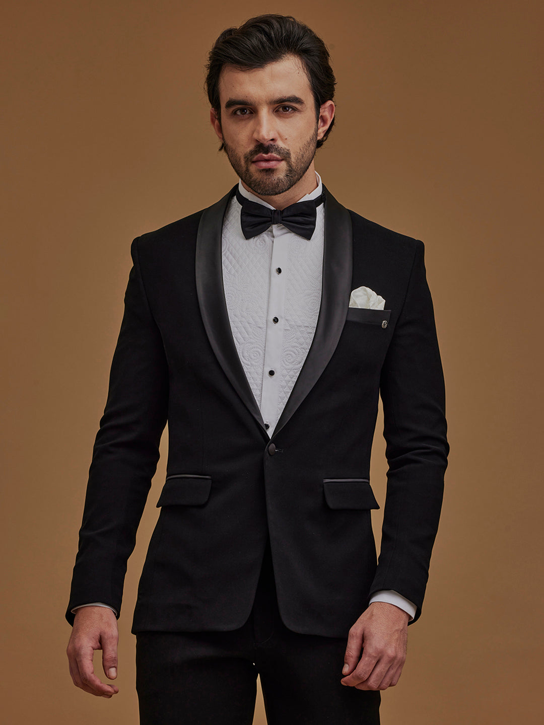 Solid Black Single Breasted Suit