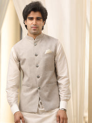 Elegant Grey Nehru Jacket for Men – Classic Ethnic & Semi-Formal Wear