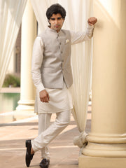 Elegant Grey Nehru Jacket for Men – Classic Ethnic & Semi-Formal Wear