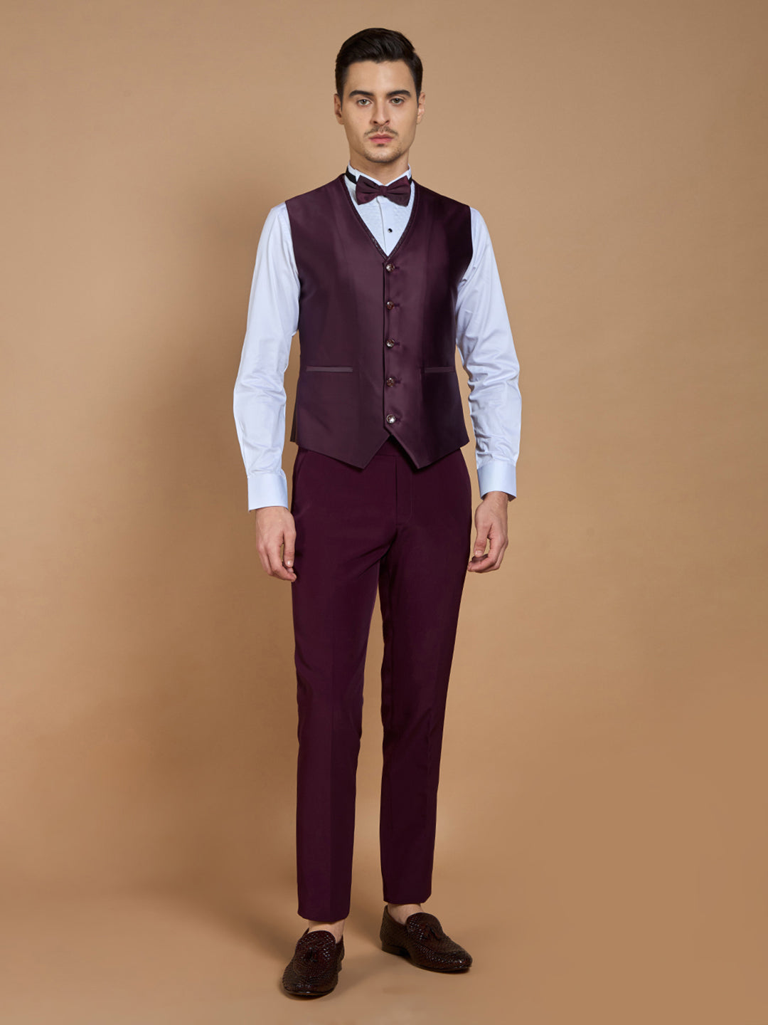 Wine Textured Casual Wear Suit