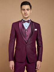 Wine Textured Casual Wear Suit