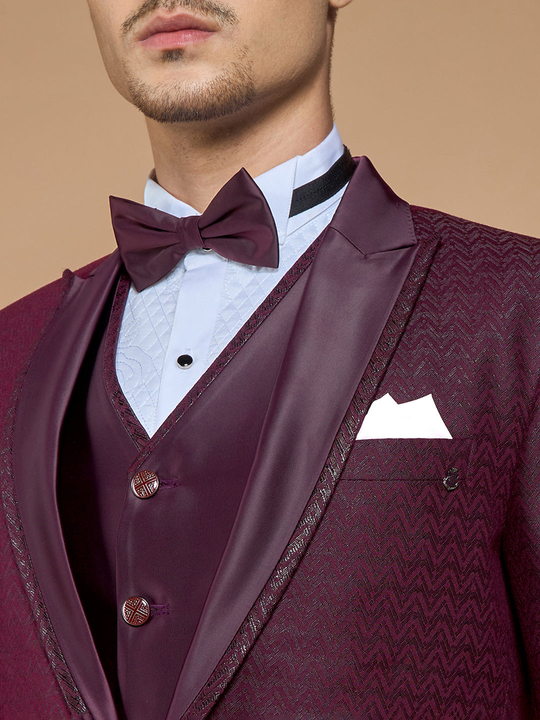 Wine Textured Casual Wear Suit