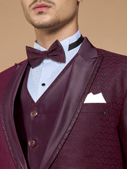 Wine Textured Casual Wear Suit
