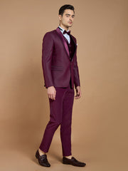 Wine Textured Casual Wear Suit