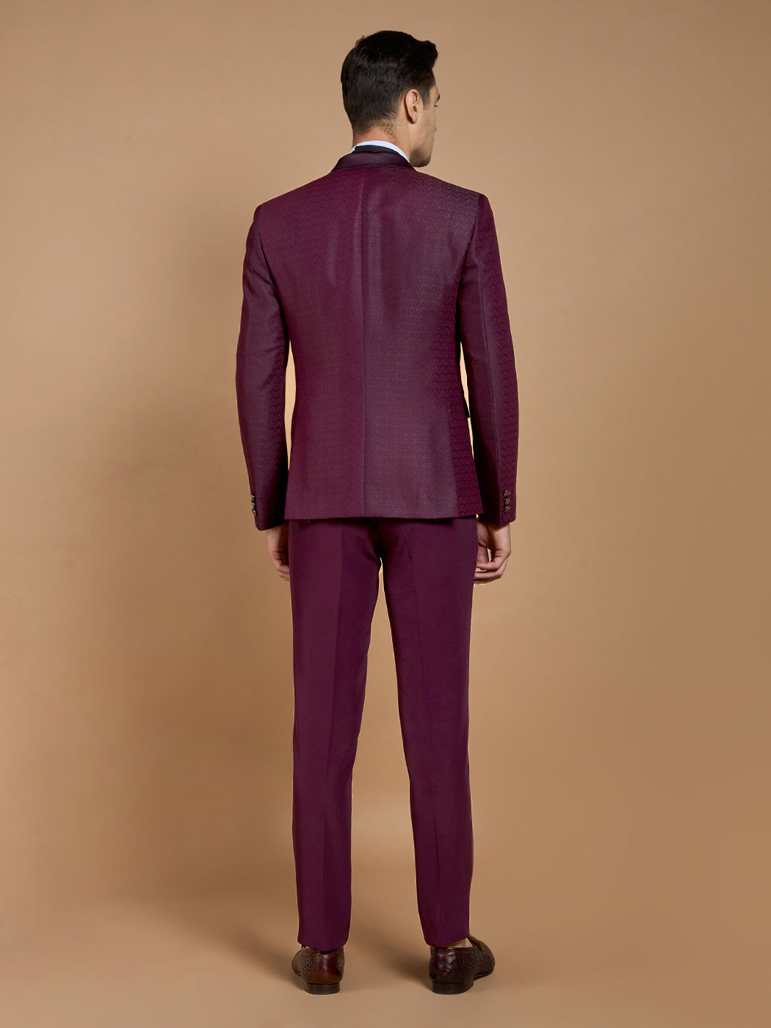 Wine Textured Casual Wear Suit