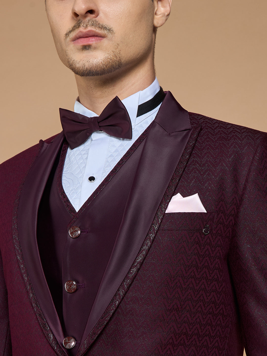 Wine Textured Casual Wear Suit