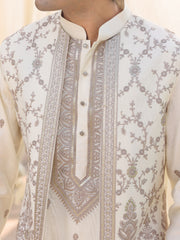 Classic Ivory Kurta Pajama with Embroidered Waistcoat