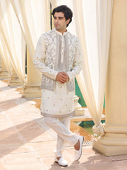 Classic Ivory Kurta Pajama with Embroidered Waistcoat