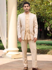 Champagne Embroidered Achkan Set