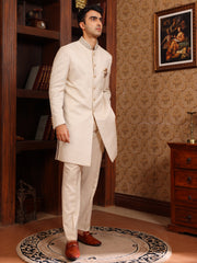 Classic Beige Indo-Western Sherwani Set