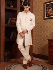 Classic Beige Indo-Western Sherwani Set